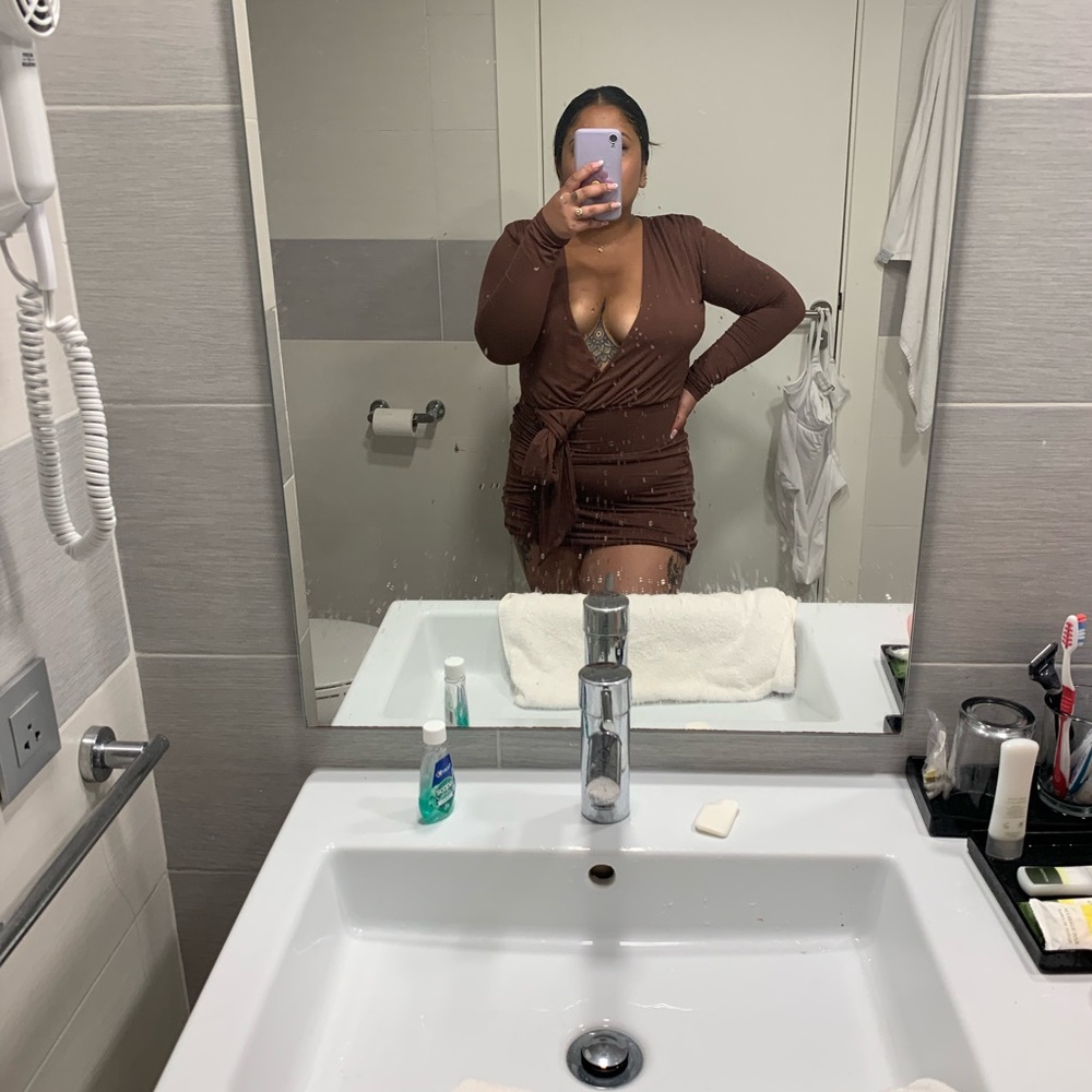 J Lux the label brown long sleeve mini dress size M